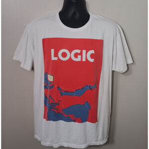 Logic Adult XL Band T-shirt Robot Undetgroind Hip Hop Rap Tee White